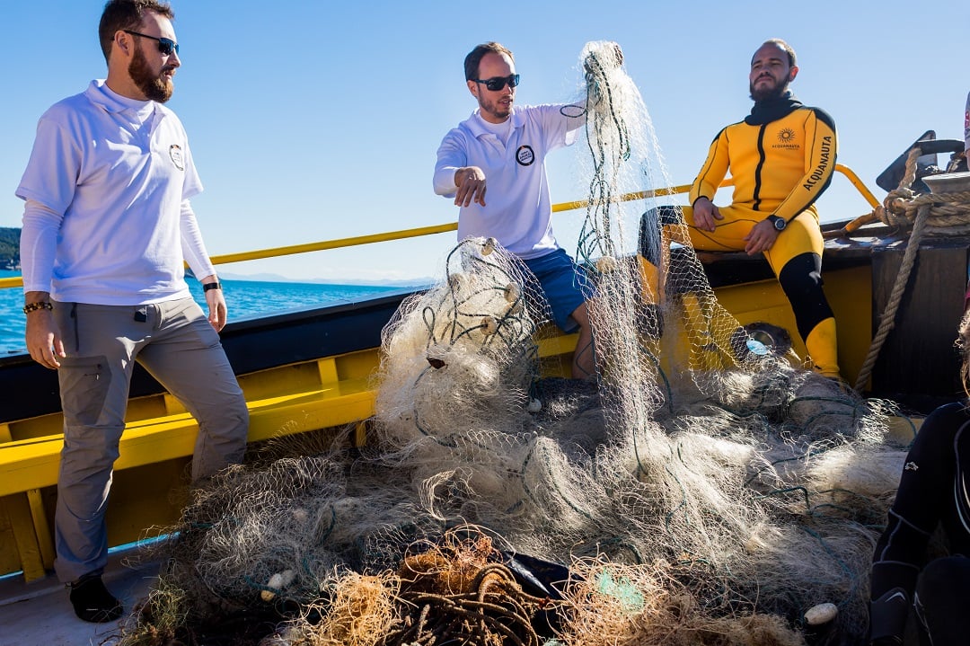 World Animal Protection staff cleaning up ghost gear